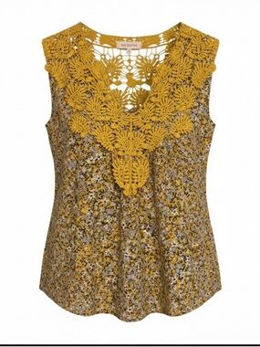 Solitaire Floral Crochet Fairy Cottage Core Country V-Neck Tank GUC!